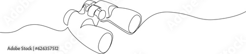 Continuous single one line of binoculars. Vector illustration