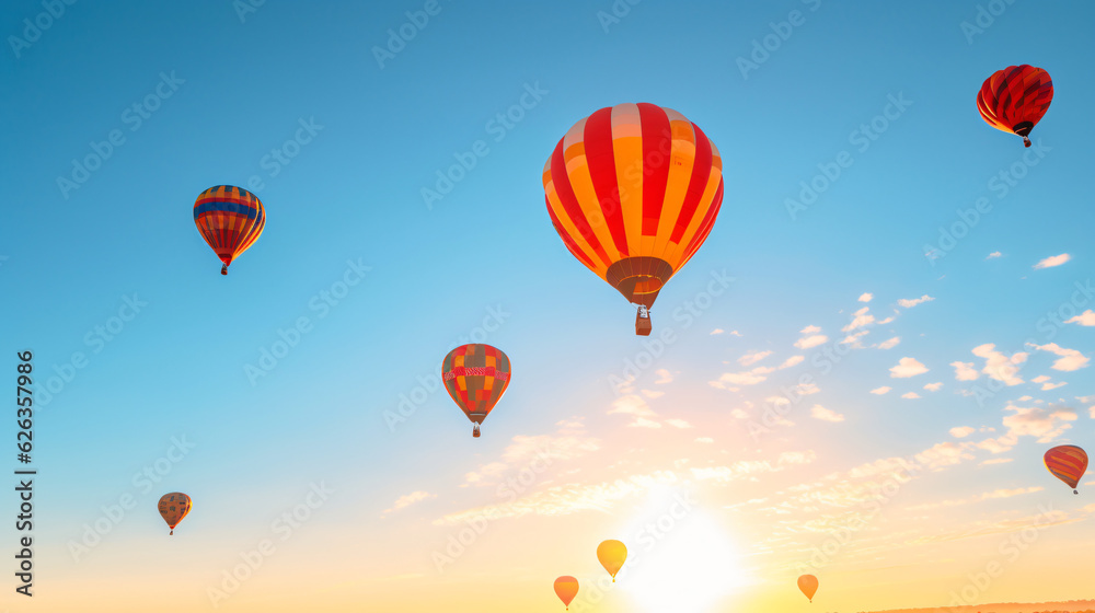 Hot-Air Balloons flying on a sunny summer day with beautiful sky.
Generative AI Hot-Air Balloons flying on a sunny summer day with beautiful sky.
Generative AI