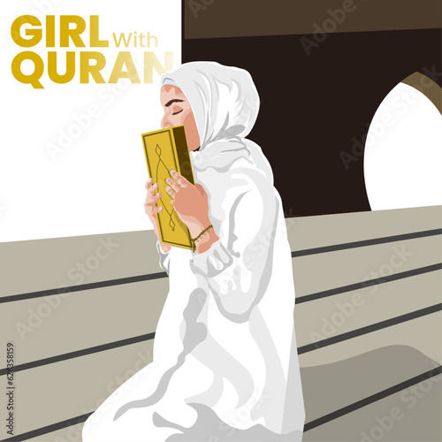 girl with blue quran