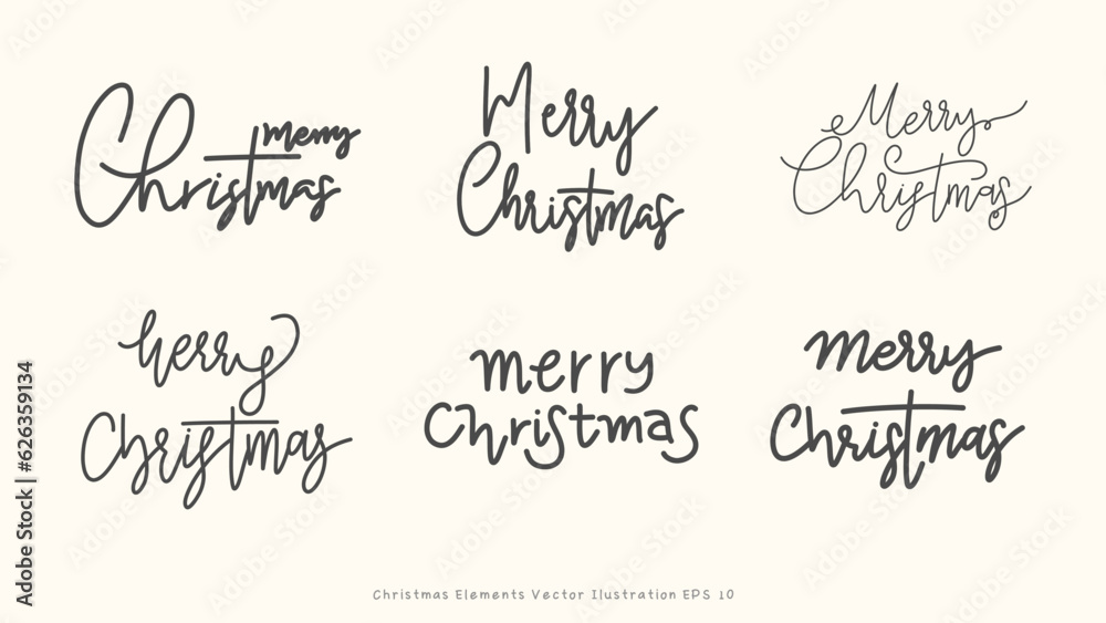 Merry Christmas and happy new year handwriting on background ,Element in Christmas holiday , illustration Vector