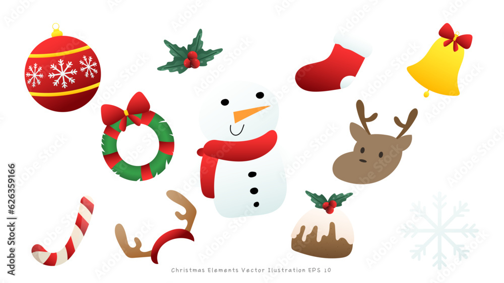 Set of Vector Christmas Icons isolated on White Background, Element in Christmas holiday , illustration Vector EPS 10
