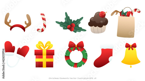 Festive Finesse Immortalizing the Artistry of Christmas Decorations มElement in Christmas holiday , illustration Vector