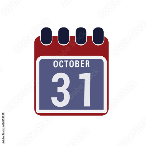 Calendar displaying day 31 (thirty-first) of the October - Day 31 of the month. illustration