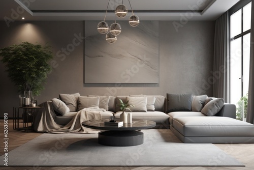 contemporary home interior design concept living room area casual lifestyle decorate monotone colour scheme modern style material finishing house beautiful background ai generate