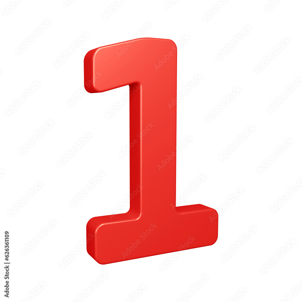3d red number 1 design for math, business and education concept 3d red number 1 design for math, business and education concept
