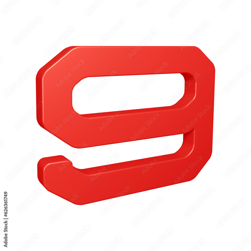 3d red number 9 design for math, business and education concept 3d red number 9 design for math, business and education concept