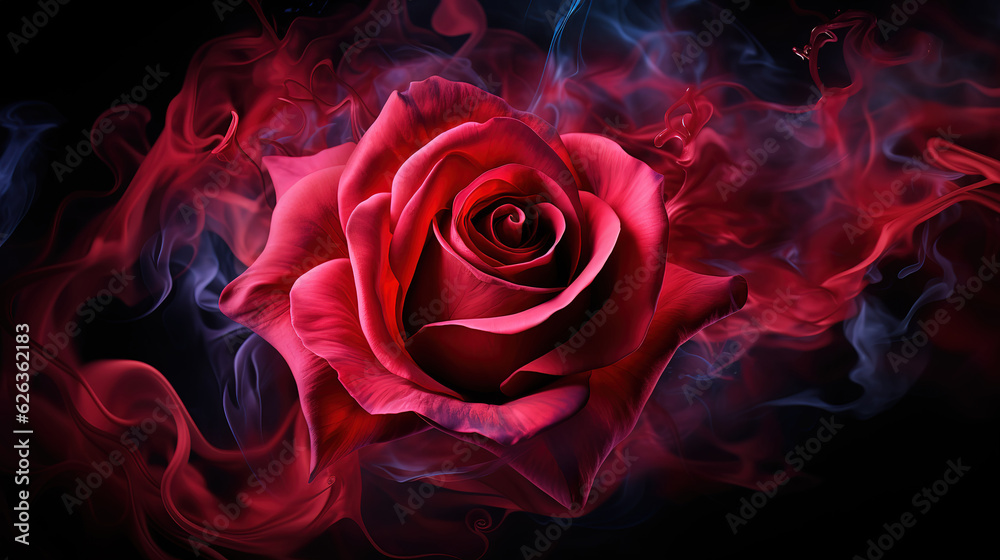 Cascade of smoke beautifully covering a bouquet of fabric flowers. Generative Ai Cascade of smoke beautifully covering a bouquet of fabric flowers. Generative Ai
