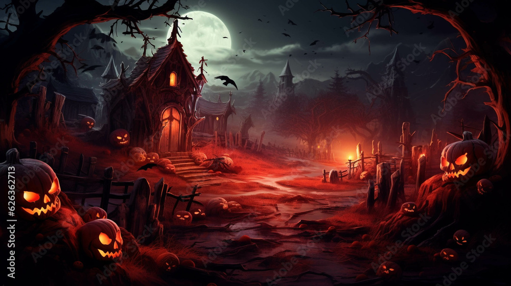 Halloween horror background with bones, generative AI