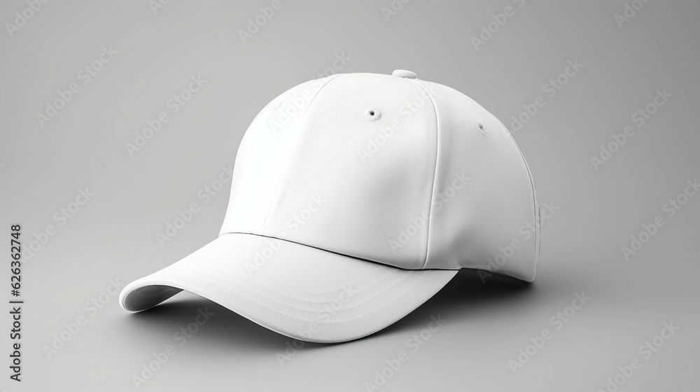 Fototapeta premium Simple white cap headwear accessory, isolated, mockup, generative AI