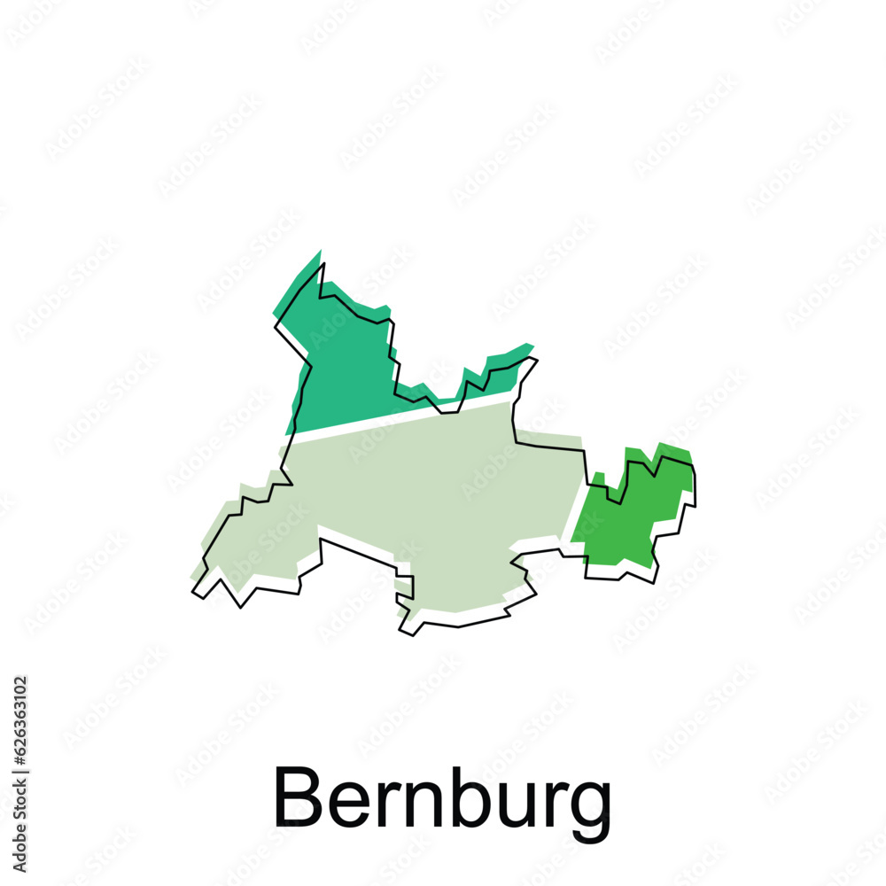 map of Bernburg vector colorful geometric design template, national borders and important cities illustration