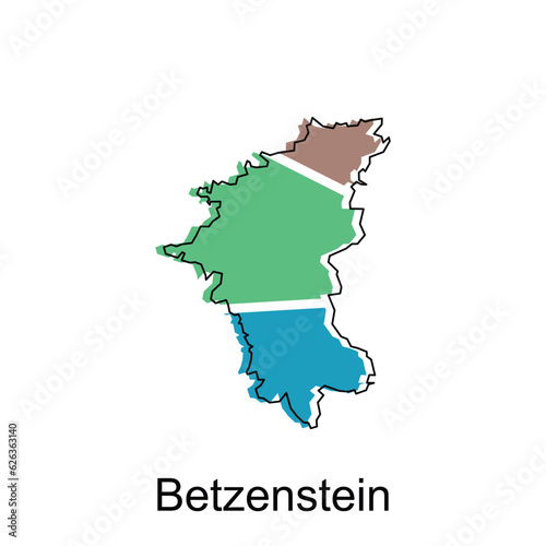 map of Betzenstein vector colorful geometric design template, national borders and important cities illustration photo