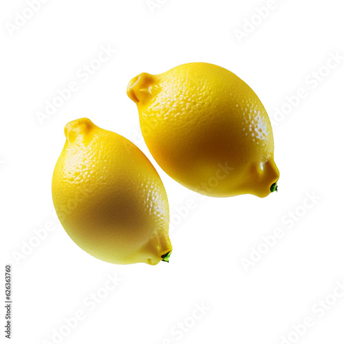 Fresh Lemon Levitate On Transparent Background