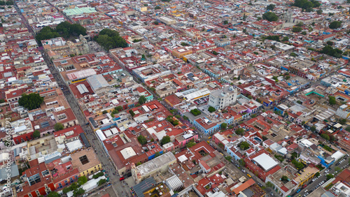 Aerial glimpses downtown Oaxaca City revealed from drone at Oaxaca, Mexico