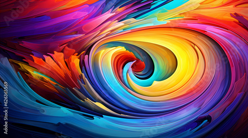 Energetic burst of vibrant colors forming an abstract swirl. Beautiful background or backdrop.