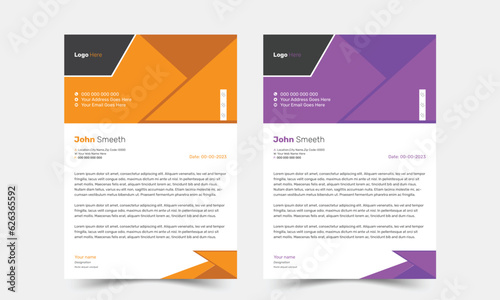 Clean and professional corporate company business letterhead template design with color variation bundle