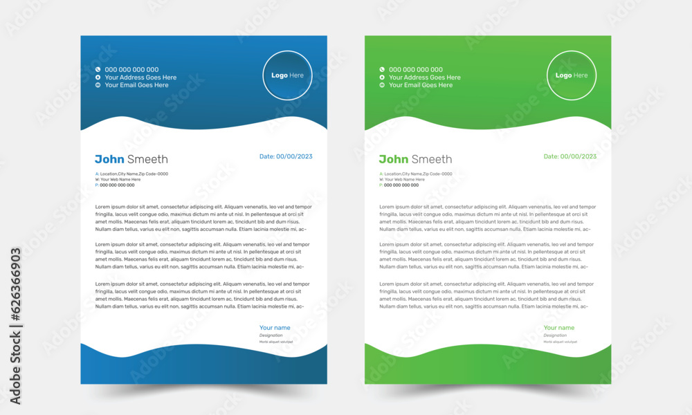 corporate modern letterhead design template. company business letterhead template design with color variation. corporate modern letterhead design template. company business letterhead template design with color variation.