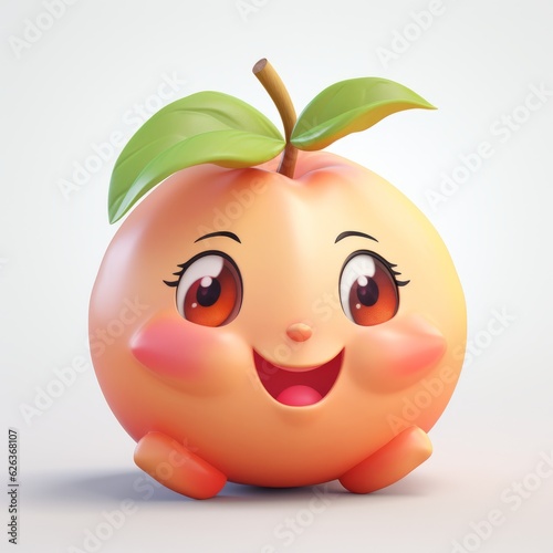 Happy Peach Cartoon Mascot