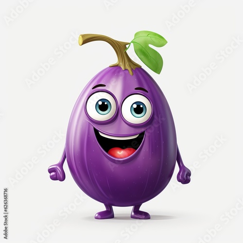 Happy Eggplant Cartoon Mascot