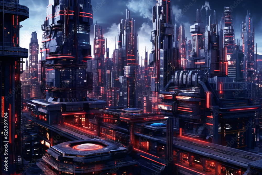 Cyberpunk Cityscape. Generative AI technology.