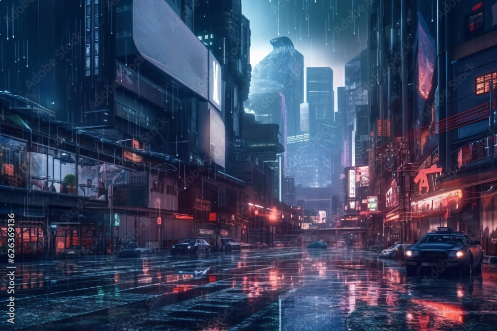 Cyberpunk Cityscape. Generative AI technology.