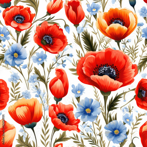 Ukrainian hand painting folklore floral pattern