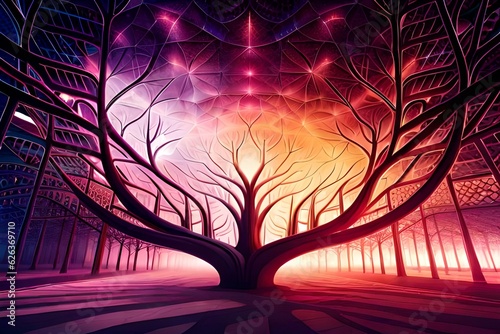 sunset in the forest