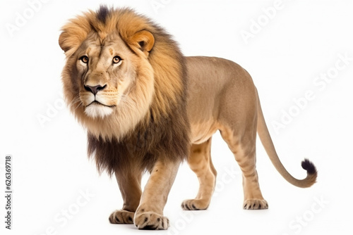 Male lion on white background