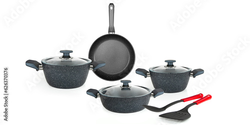 Bilde på lerret Images of cookware on a white background