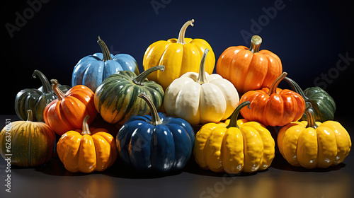 Different varieties of pumpkin. Generative Ai