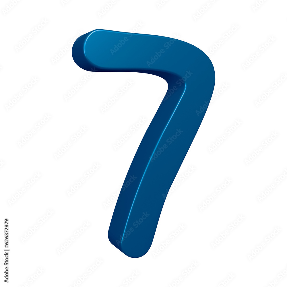 3d blue number 7 design for math, business and education concept 3d blue number 7 design for math, business and education concept