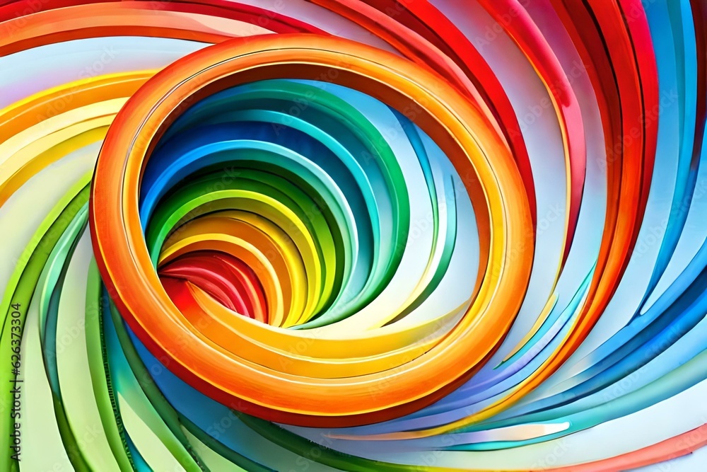Fototapeta premium Abstract colorful rainbow color painting - Circular circle frame made of watercolor splashes, isolated on white background