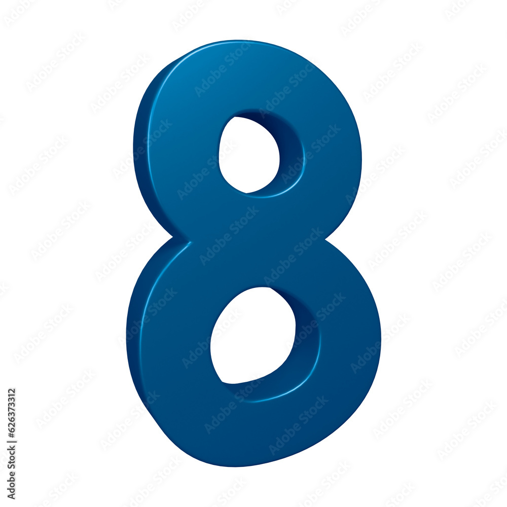 3d blue number 8 design for math, business and education concept 3d blue number 8 design for math, business and education concept