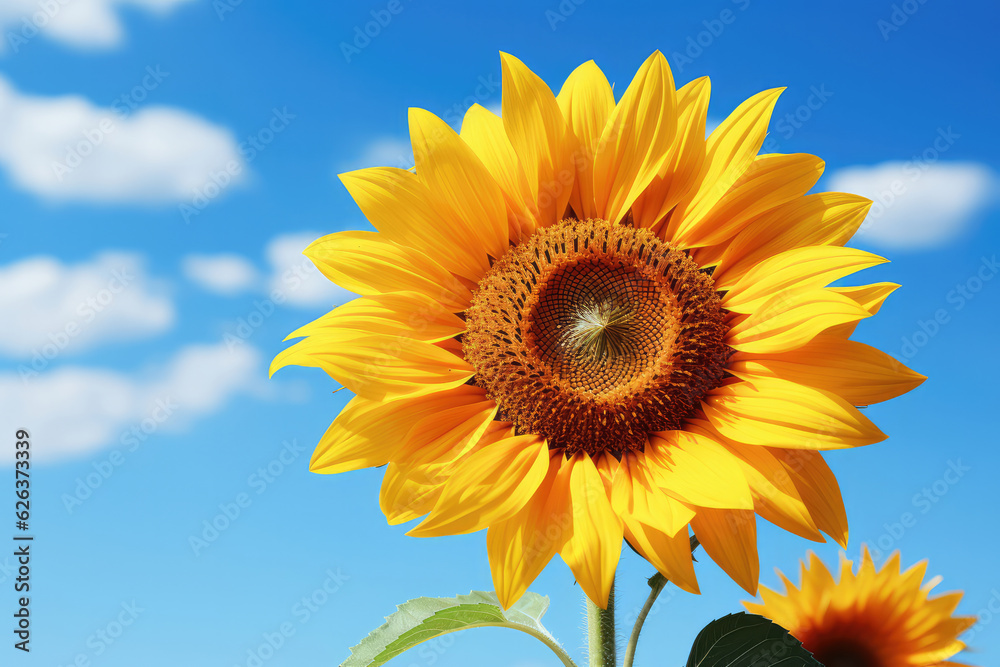 A stunning 8k image of a sunflower against a bright blue sky, capturing the contrast between the vibrant yellow petals and the clear backdrop A stunning 8k image of a sunflower against a bright blue sky, capturing the contrast between the vibrant yellow petals and the clear backdrop