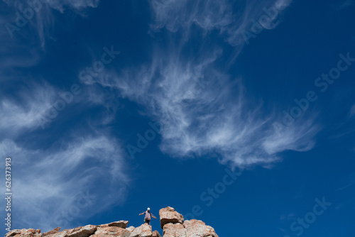 Top of mountain rock climbing