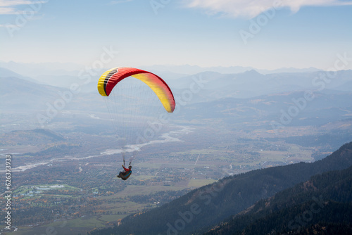 Paragliding in the mountains at high altitude
