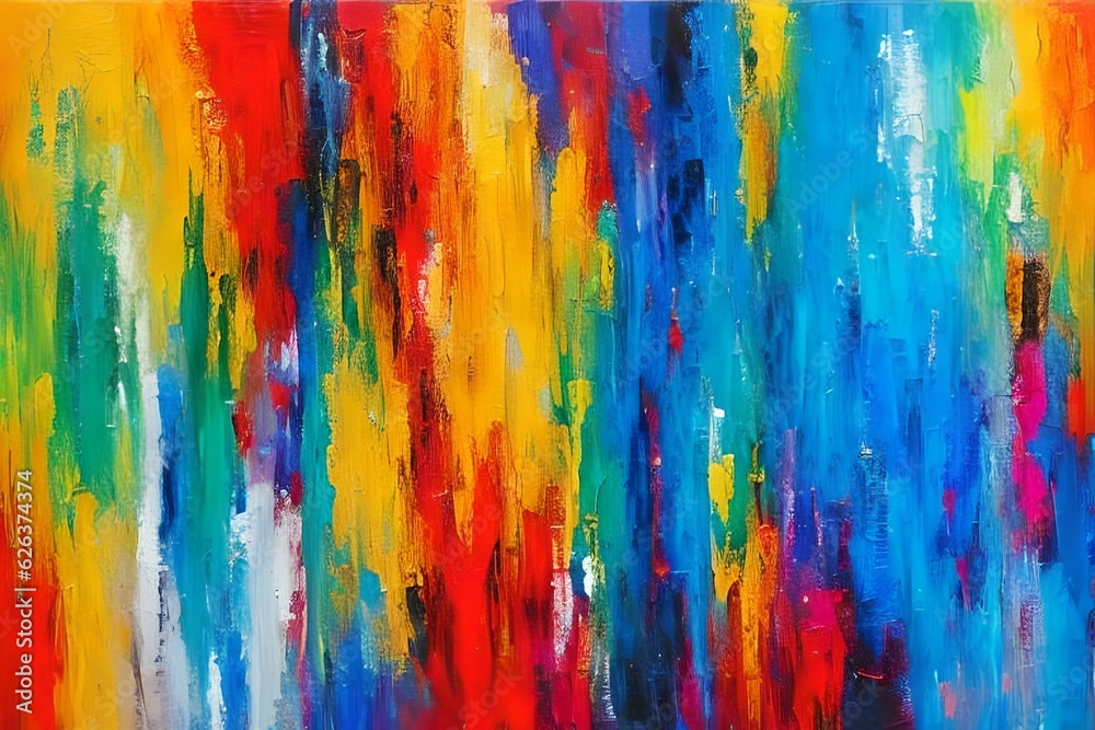 Closeup of abstract rough colorful multicolored art painting texture, with oil brushstroke, pallet knife paint on canvas