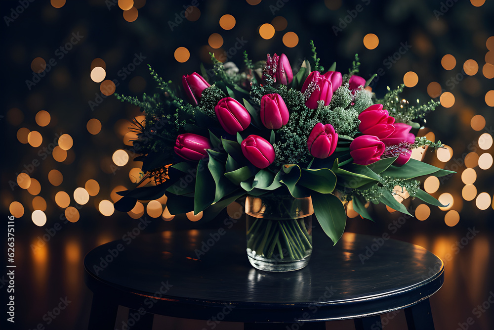 Naklejka premium Bukiet kwiatów, martwa natura. Generative AI