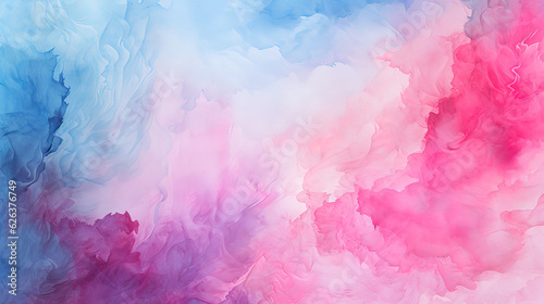 A pink and blue watercolor background april. Generative Ai