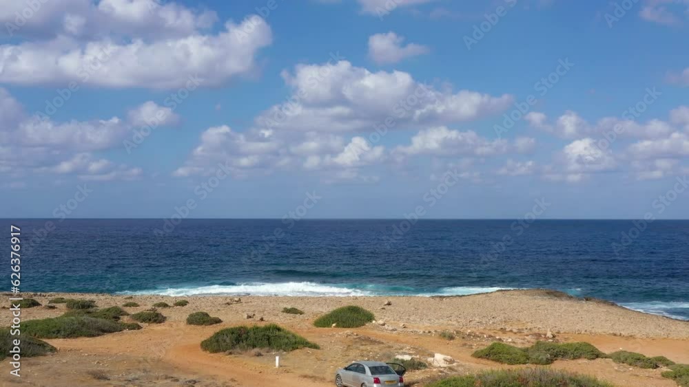 Flight over the sea with beautiful waves and sky Flight over the sea with beautiful waves and sky