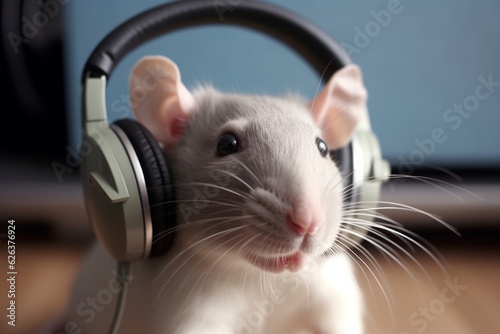 Harmony's Rodent: A Rat in Headphones Discovers the Joy of Melodic Tunes photo