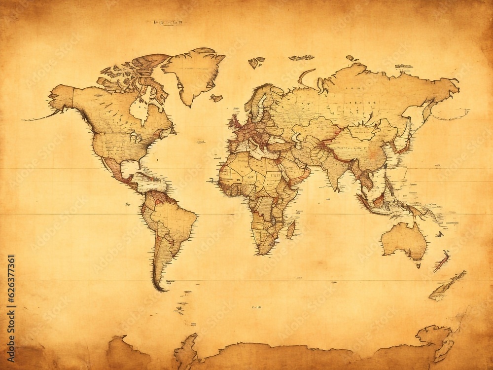 Antique vintage old map of the world
