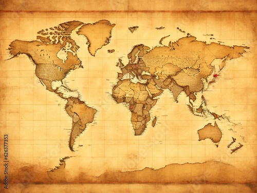 Antique vintage old map of the world