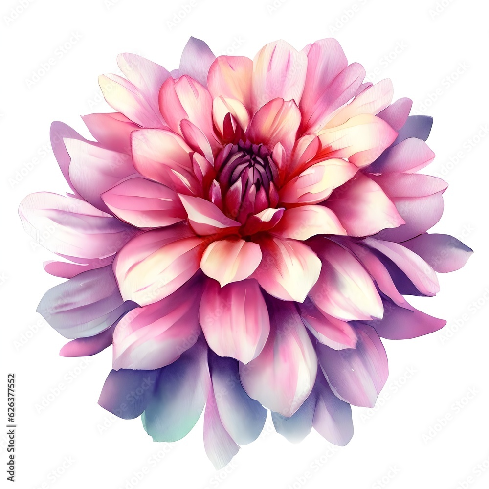 Obraz premium watercolor dahlia flower. Illustration isolated on white background for design,print or background Generative AI