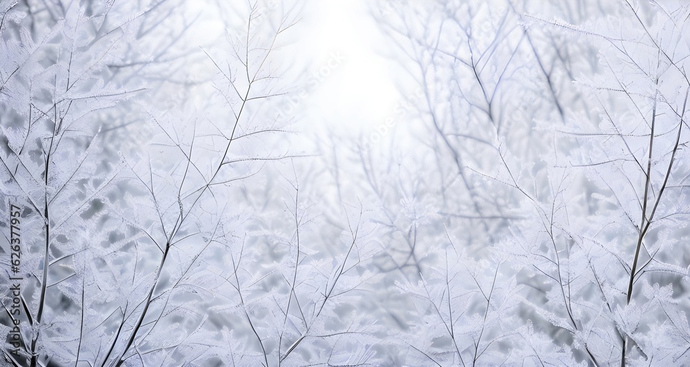 Winter background with branches. Generative AI Winter background with branches. Generative AI