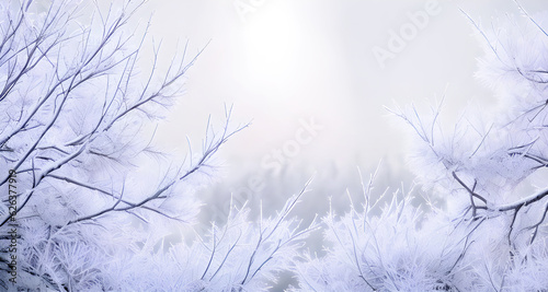 Zimowe pastelowe tło gałęzie. Generative AI © Iwona