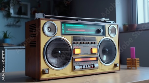 Audio Nostalgia: A Ghetto Blaster Cassette Recorder Rewinds to the Good Old Days of Music