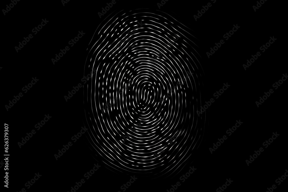 White fingerprint lines isolated on black. High quality photo
