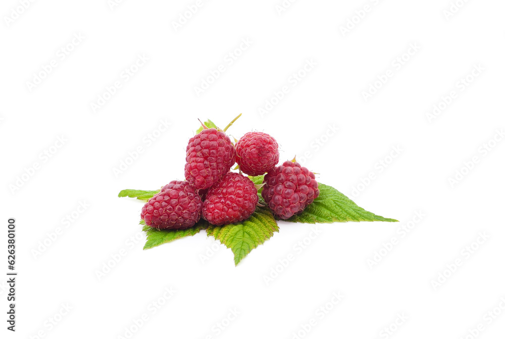 Ripe raspberries on a leaf. Ripe raspberries on a leaf.