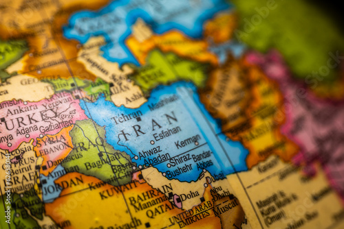 Close-up of Iran Country in Map
