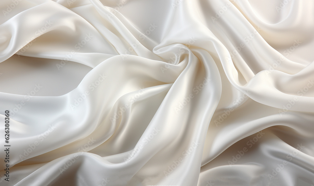 Obraz premium Soft elegant white silk.Abstract White Satin Silky Cloth for background, Fabric Textile Drape with Crease Wavy Folds.with soft waves,waving in the wind.